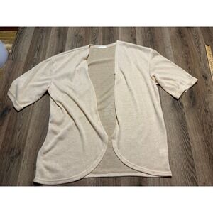 Yekaty Cardigan Sweater Womens Large Tan Adult Open Front Short Sleeve Excellent